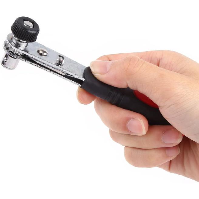 1/4" Wrench Screwdriver Ratchet Handle with Interchangeable Driver Bits and Hex Socket Ratchet Wrench Sockets Tool Sets Red+Black