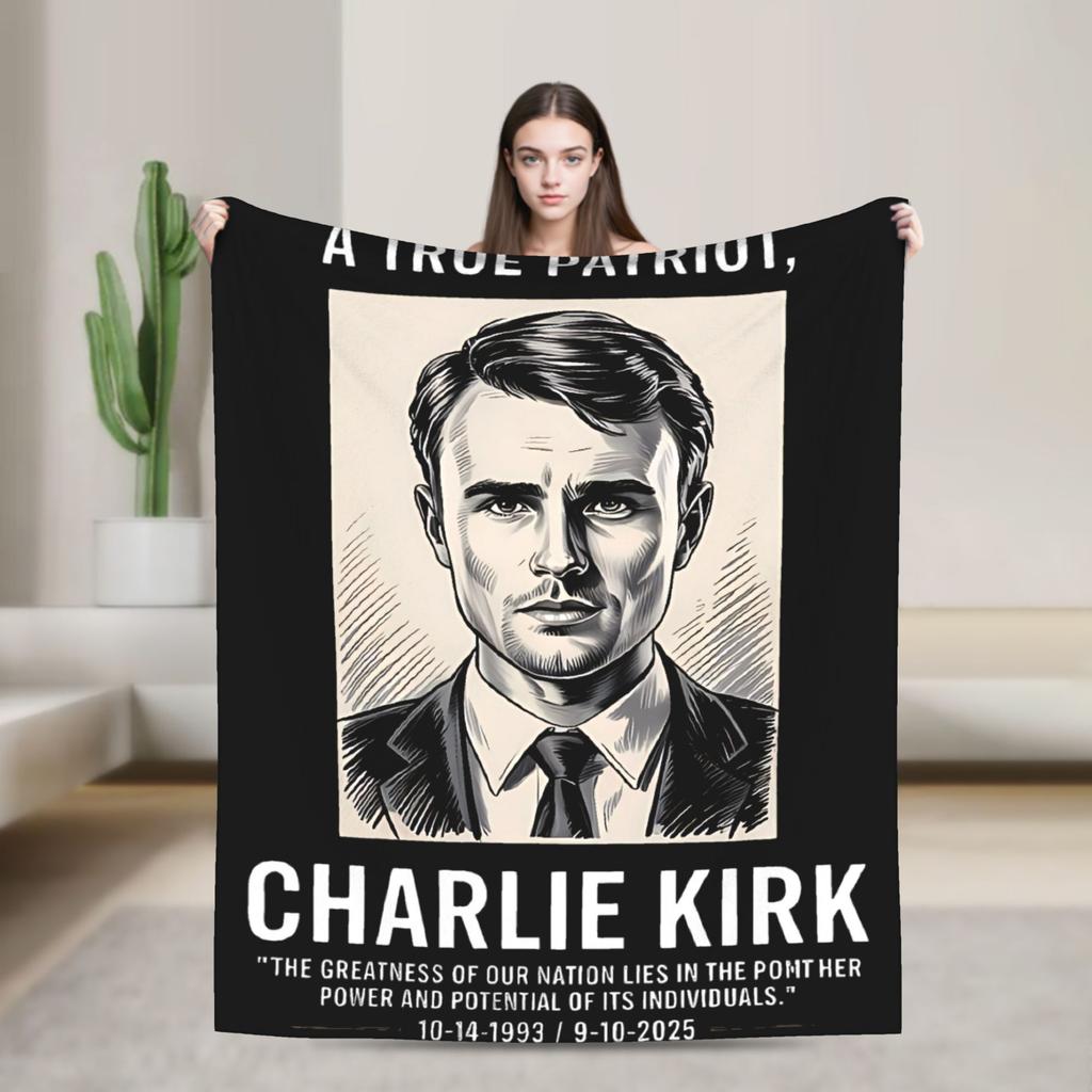 Warme weiche Decken Camping Charlie Kirk Freiheit RIP Überwurfdecke Flanell-Bettüberwurf für draußen Grafische Sofa-Bettdecke