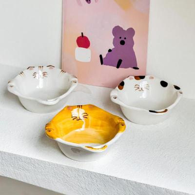 Cat Series Seasoning Plates Household Ceramic Plates Hot Pot Dipping Sauce Disc Soy Sauce And Vinegar Plates Cute Snack Plates