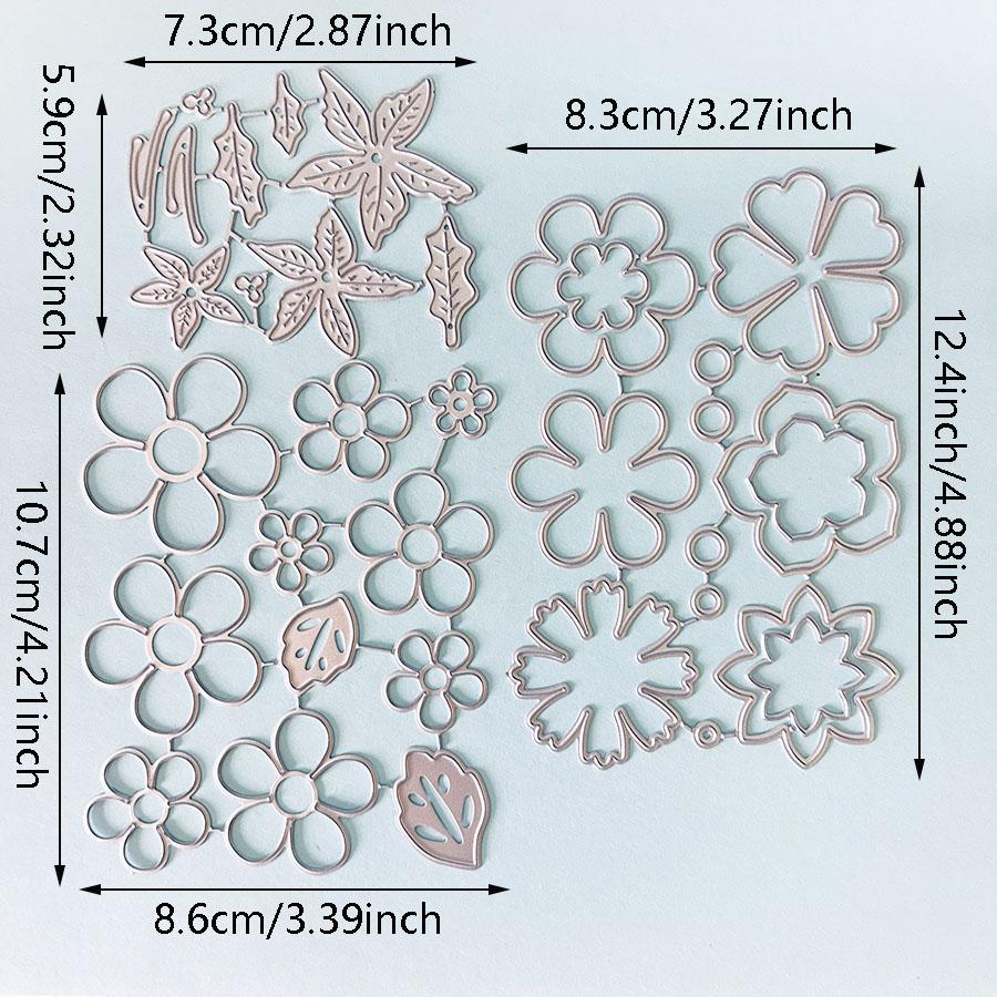 3pcs/Set Flowers Die Cuts for Card Making, Petal Metal Cutting Dies, Metal Die Cutting Mold, Scrapbooking Dies, Etched Embossing Stencil for Crafts