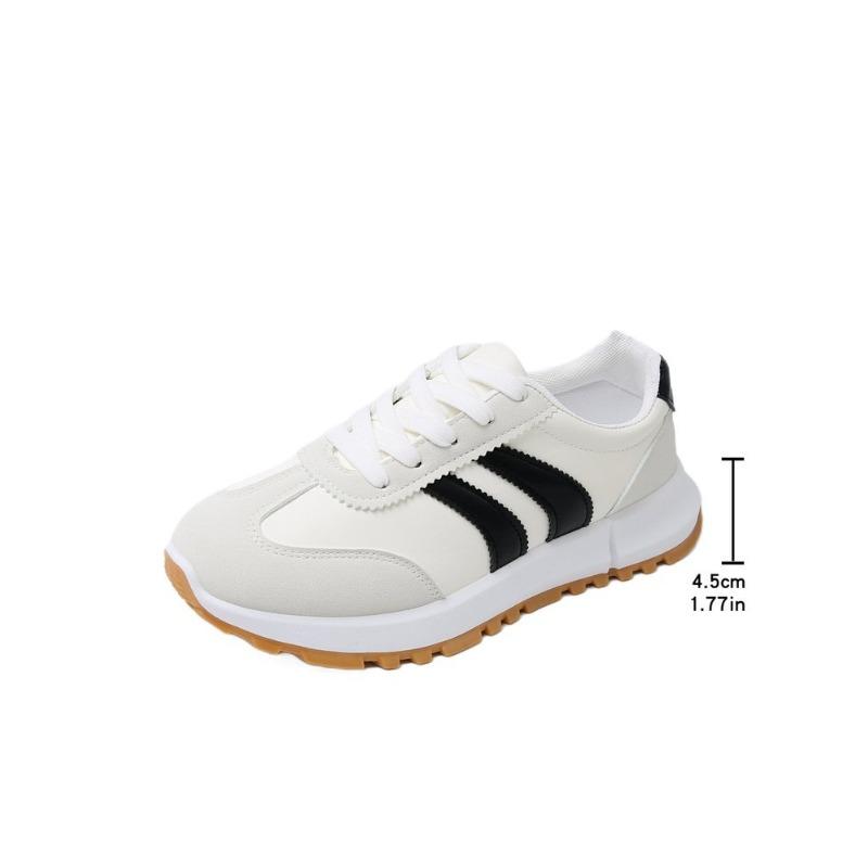 Women's Plus Size Round Toe Color Block Stripe Lace Up Casual Sneakers Autumn New Shoes