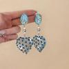 Silver Needle Rhinestone Resin Heart Earrings - Elegant & Versatile Light Luxury for Women