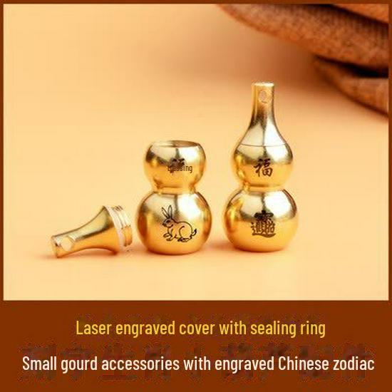 Schlüsselanhänger aus Messing mit Sternzeichen-Kürbis, acht Trigrammen und Segensgravur