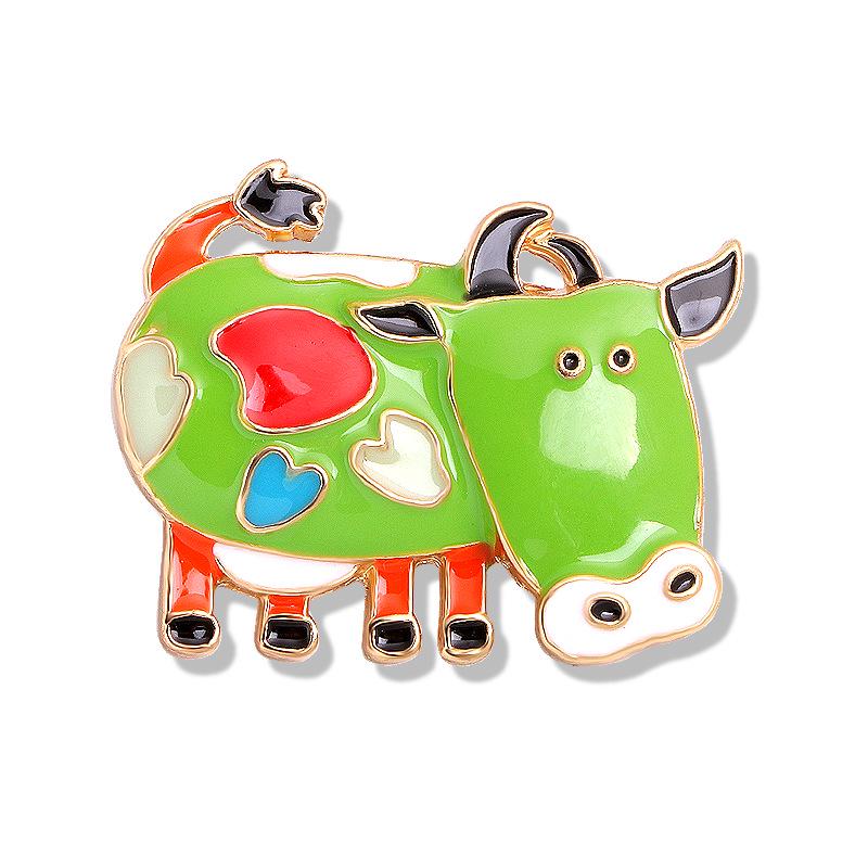 Cartoon Rhinestone Dairy Cow Brooch - Alloy Drip Oil Corsage Pin, Cute High-end Accessory