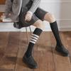 2021 Autumn/Winter Women's Slim Long Tube Knee Socks - Japanese College Style with Four-Bar Design