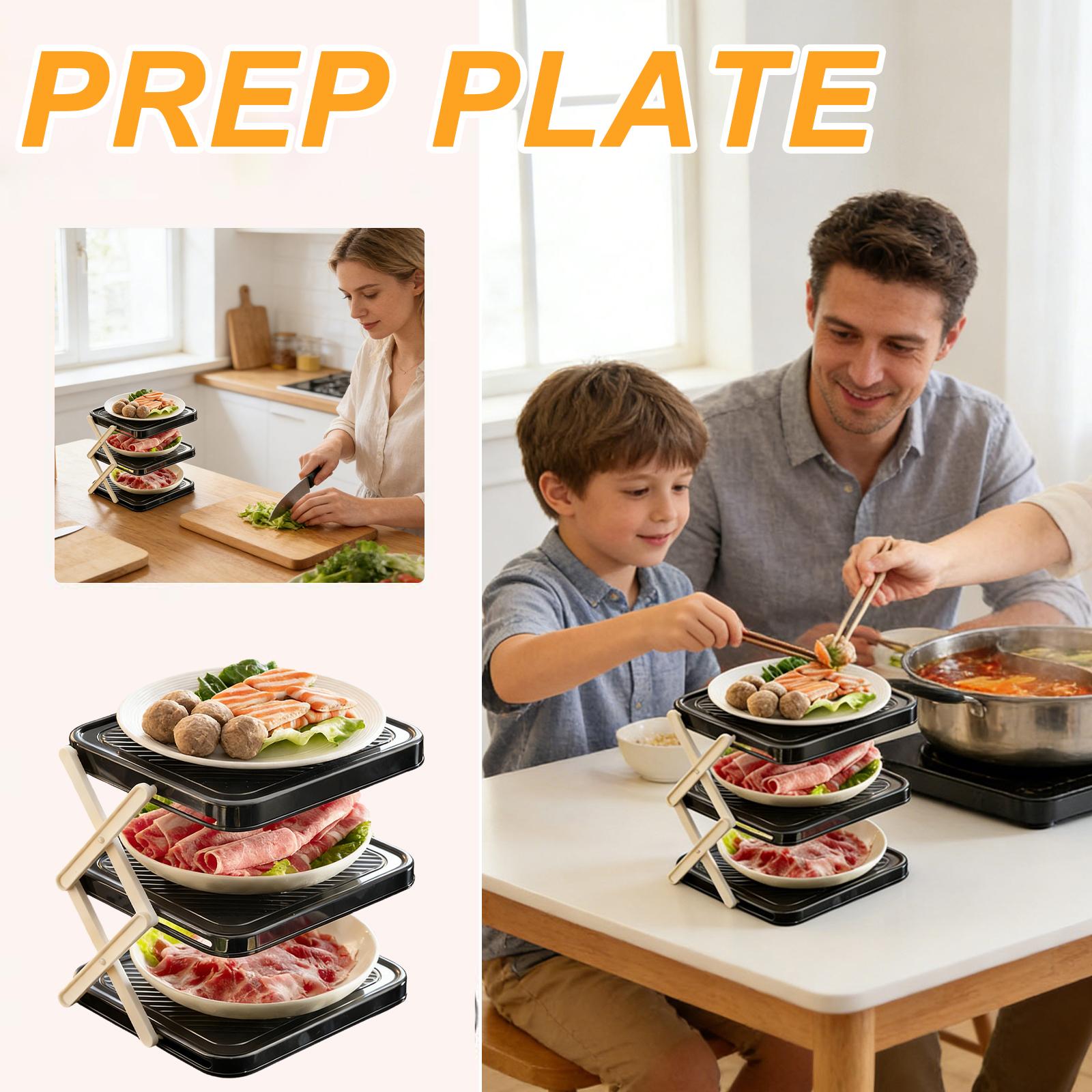 Трехуровневая складная стойка для подготовки пищи, Стойка для подготовки пищи из нержавеющей стали, Многофункциональная стойка для хранения, Складная, Компактная. One Size