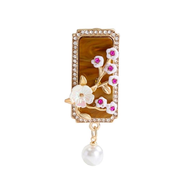 

Plum Florals Brooch Sturdy Alloy Construction Comfortable Wear Dress Hat Bag Decorative Accessory 1