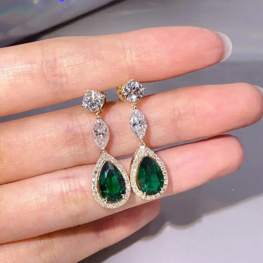 European And American Trendy Sparkling Zircon Oxide Earrings, High End Banquet Fashion Zircon Party Jewelry Long Pendant