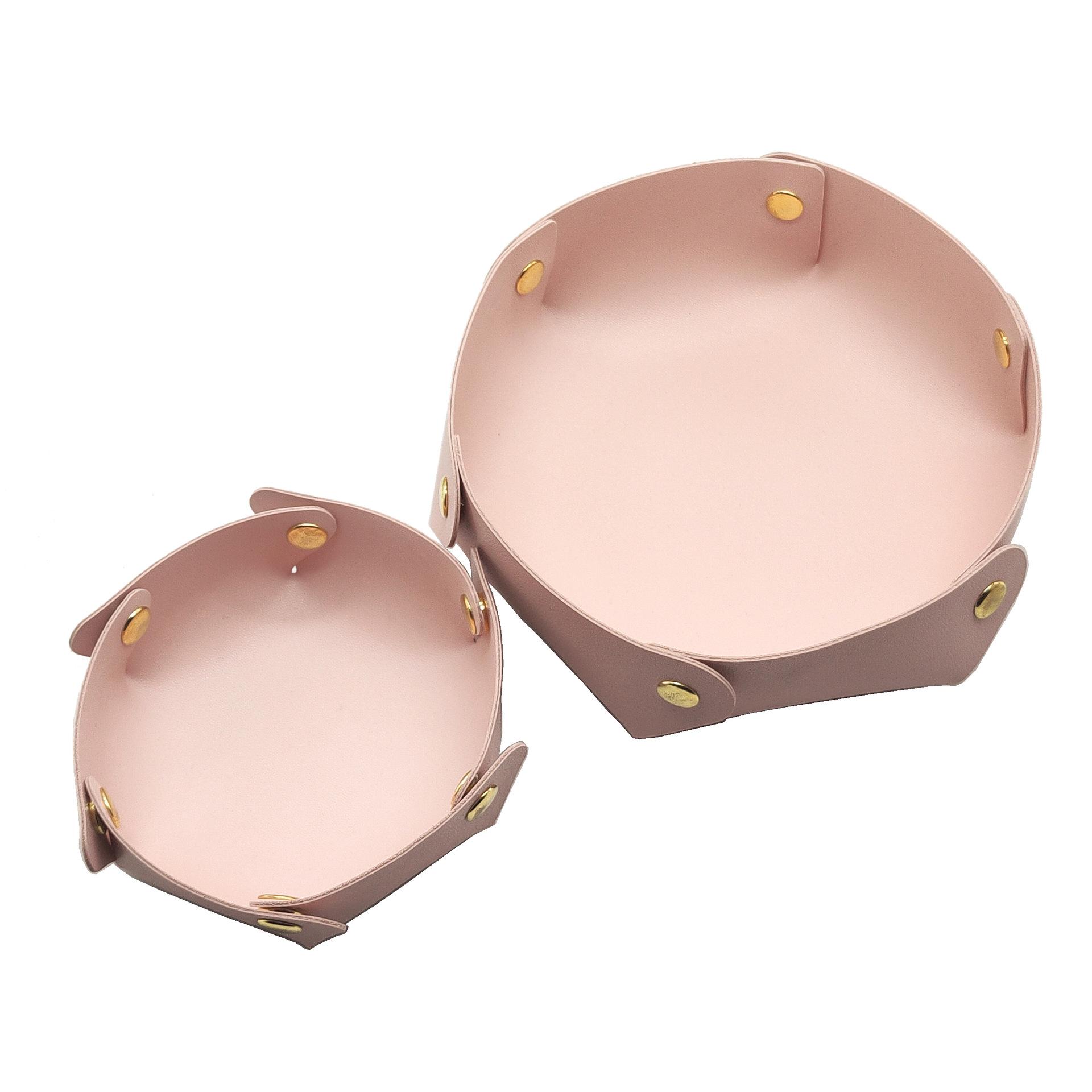 

1PC Leather Storage Tray Desktop Organizer For Key Jewelry Cosmetic Storage Box Folding Organizer Home Decoration S розовый