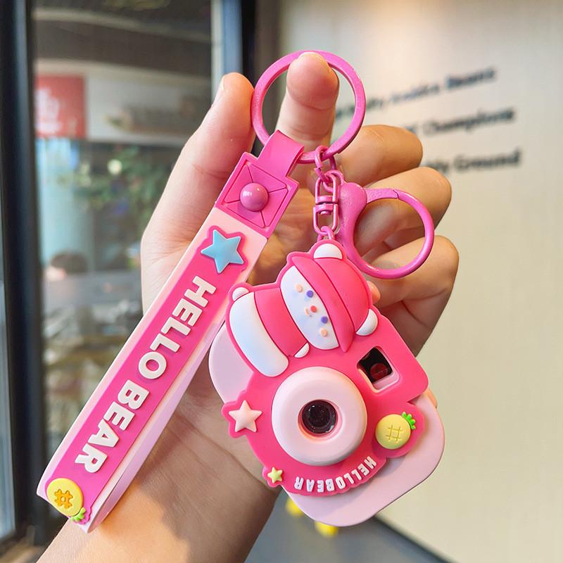 Lovely Light-up Projector Camera Keyring Decorative Cartoon Keychain Gift For All Occasions