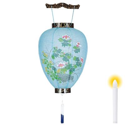 Buddhist Altar Shop Takita Shoten Bon Festival Lantern, Gosho Lantern, Cordless with LED Candlelight, 40cm Tall X 28cm Diameter, Black, Maki-e