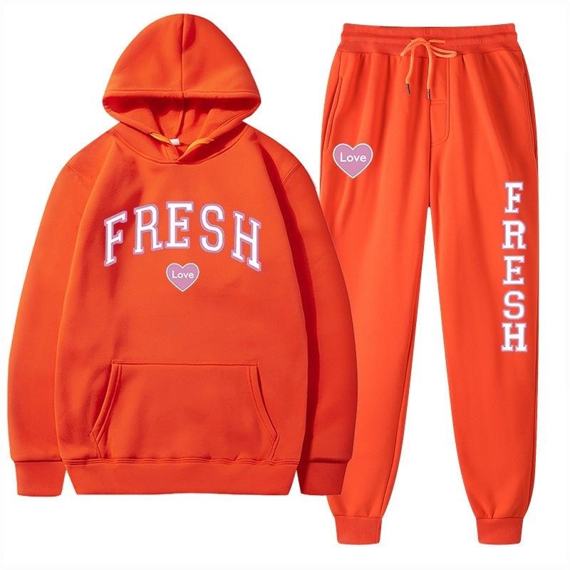 European Size Plus Fashion Printed Sweater Autumn and Winter Fleece Warm Hoodie Casual Sports Women's Suit