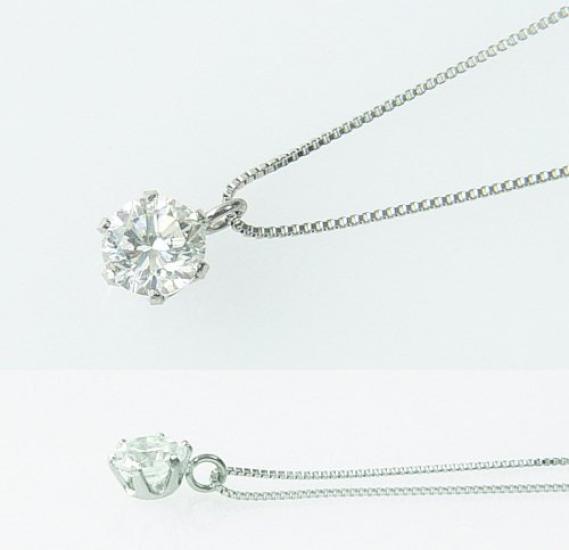 Box for You and Platinum Pt900 Diamond Necklace UP Pendant Single SI2 Grade G Color Front and Back Good [Jewelry Me] 0.20ct Cut/4084 [Birthstone