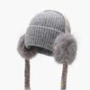 Knit Ear Flap Beanie Cuffed Cuffed Winter Hat Retro Ear Flap Hat  For Women