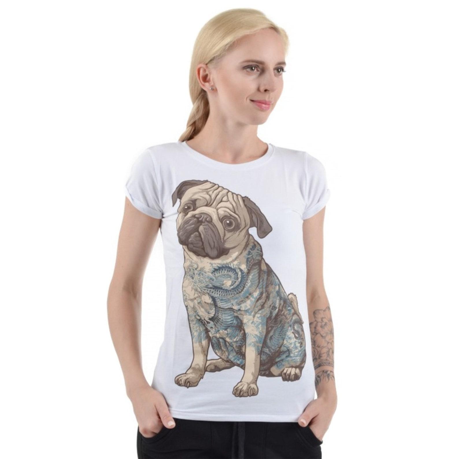 Tattooed Pug Women s T-Shirt: Japanese Style Dog Art S