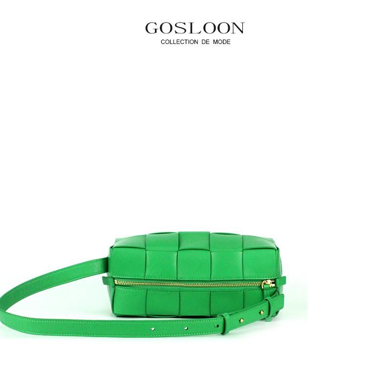 Genuine Leather Woven Baguette Bag - Soft Medium Crossbody Daily Urban Style