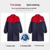 Custom Blue Color Block Workwear Coat: Durable, Wear-Resistant, Cotton Uniform for Movers and Warehouse Use