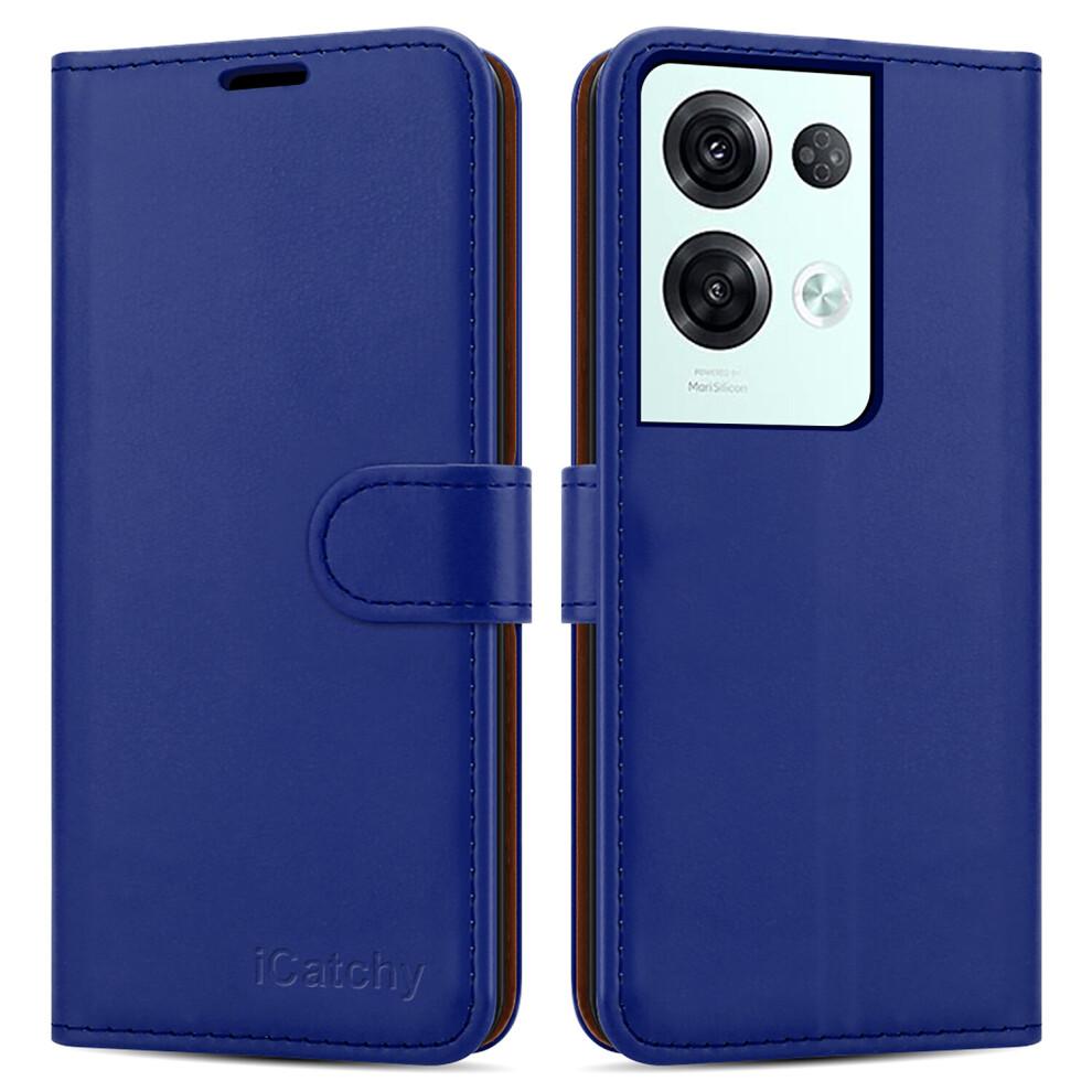 (Blue) OPPO Reno8 Pro 5G Case Leather Wallet Book Stand View Phone Cover
