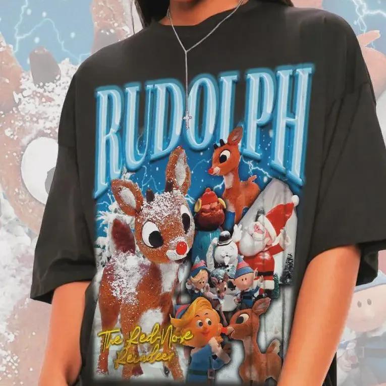 Retro Rudolf Rednosed Reindeer Tshirt  Rudolf Rednosed Reindeer Tshirt Rudolf Christmas Tshirt Rudolf Christmas Tshirt S