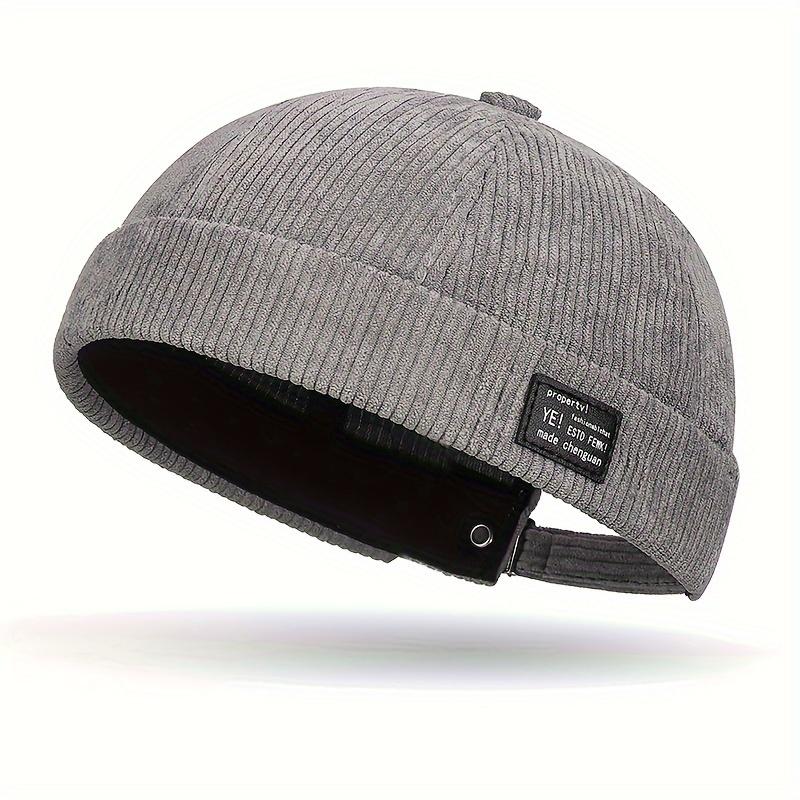 1pc Unisex Corduroy Beanie Cap - Solid Color, Lightweight, Snap Closure, Woven Polyester Fashion Hat for Spring/Autumn, Suitable for Thanksgiving