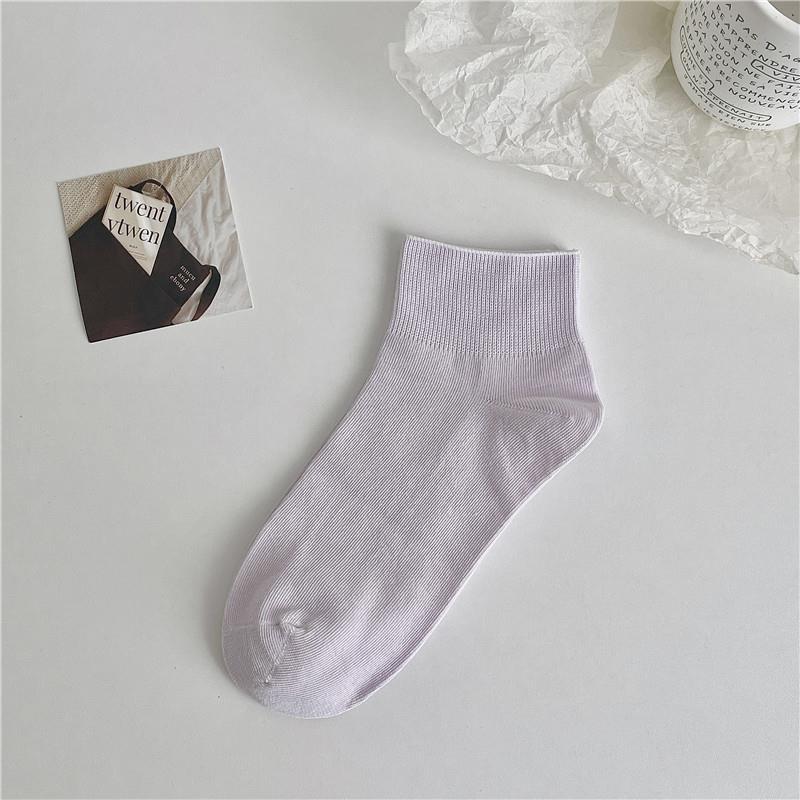 Socks Summer Thin Solid Color Short Tube Confinement Socks Tide Loose Boat Socks Crimped Wide Mouth Socks Cotton