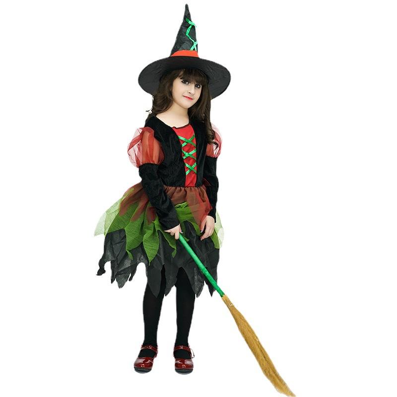 Halloween Costume Cosplay Costume Masquerade Stage Costume Party Clothes Little Girl Witch Dress