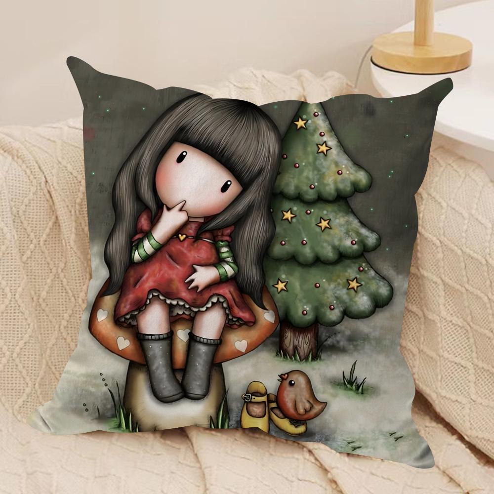 

Cartoon SSantoro Gorjuss Cushion Cover Silky Short Plush DoubleSided Printed Pillow Case for Sofa All Seasons Home Decor Gift 30x30cm