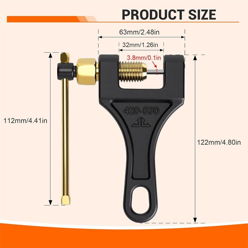 Versatile Chain Breaker All-Terrain Vehicle Universal Chain Breaker Tool Durable Steel 420-530 Chain Easy Diy Repair Motorcycle