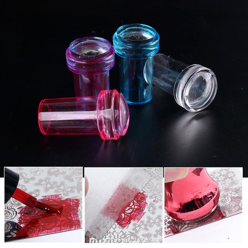 1 Set Silicone Nail Stamper Stamping Kits Scraper French Manicure Soft Transfer Printing for Nail Polish Templates Tools