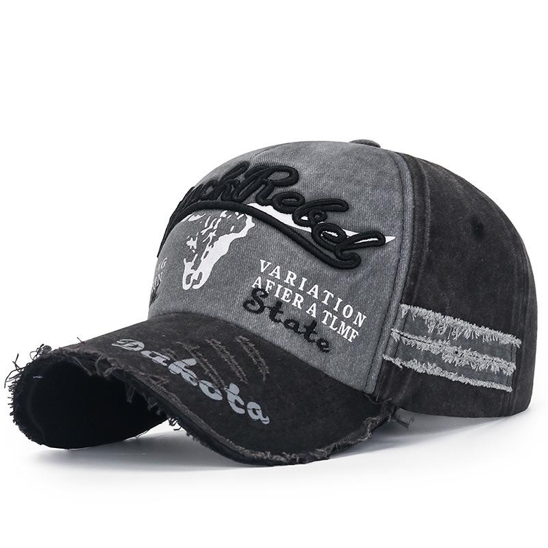 

Spring and Autumn Four-season Coated Washable Baseball Cap with Five Pieces Adjustable Flash Damaged and Aged Sunshade Cap adjustable 55-60cm