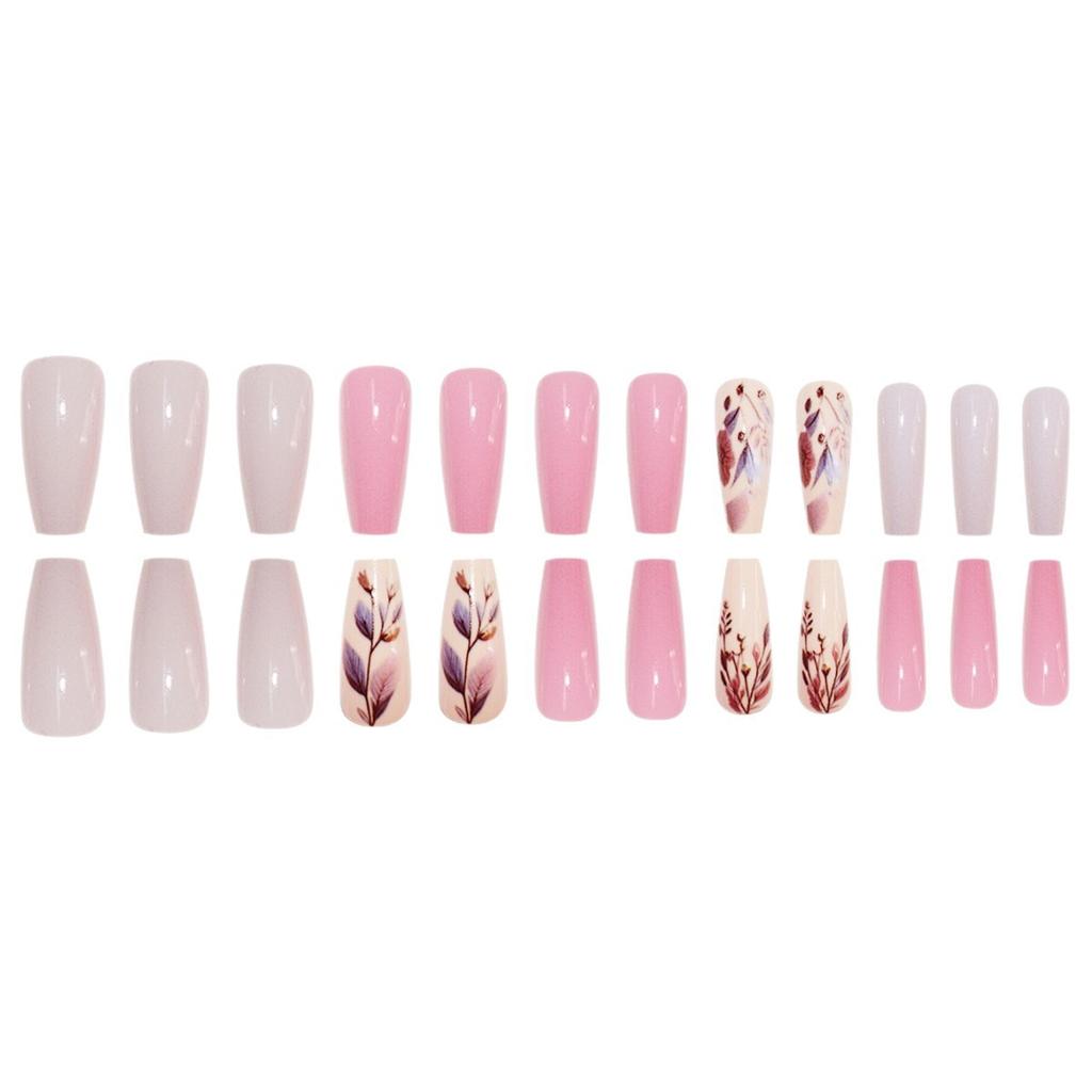 Sweet Wind Wear Nail Flower Geometric Pattern Nail Art Nails Almond Nail Art Patch Fake Nails