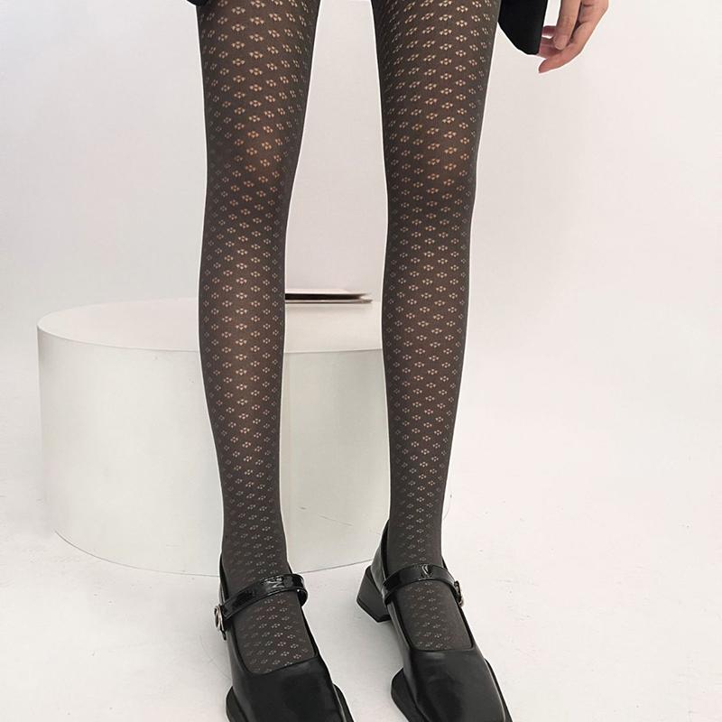 Retro Geometric Flower Hollow Pantyhose Women Tights Thin Micro Transparent Sexy Bottom Socks Women's Stocking For Christmas
