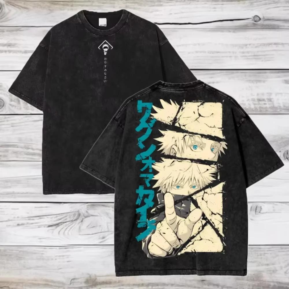 

Футболка Gojo Satoru Jujutsu Kaisen с принтом Женская футболка Футболка из стираного хлопка Одежда Летняя с коротким рукавом Оверсайз футболки 3XL