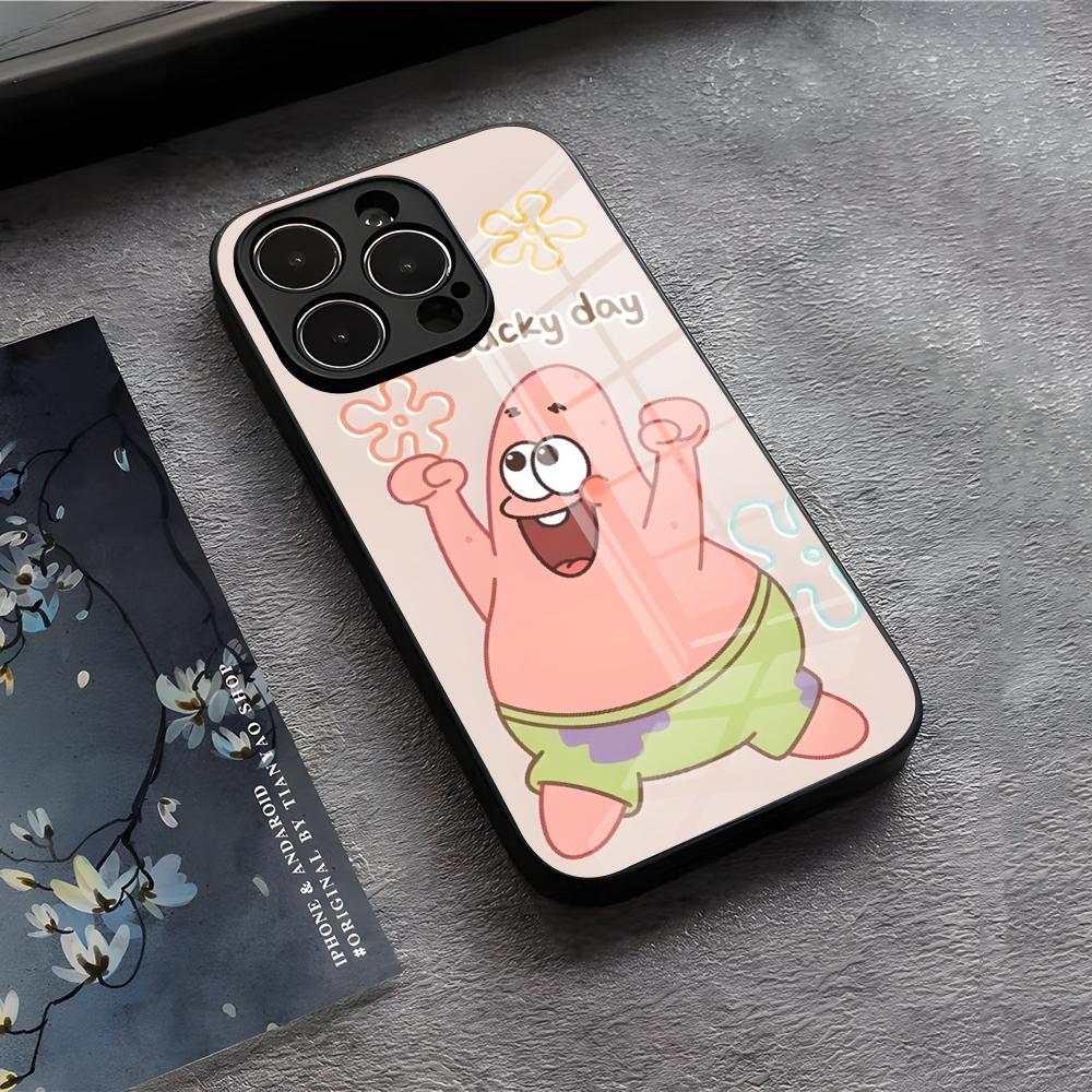 

Чехол для телефона S-Губка Боб P-Патрик Звезда Для IPhone 17 Air 16 E Pro Max 15 14 13 Mini 12 Pro 11 Max Plus Черная Стеклянная Крышка iPhone17 Air