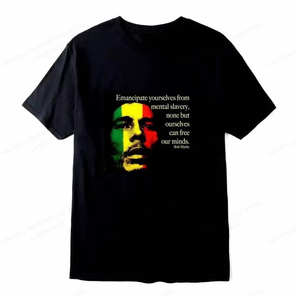 Rap Singer Bob Marley T-shirt Men's Fashion Cotton T-shirt Street Hip Hop Punk Top Women's Vintage T-shirt Solid Summer Clothing