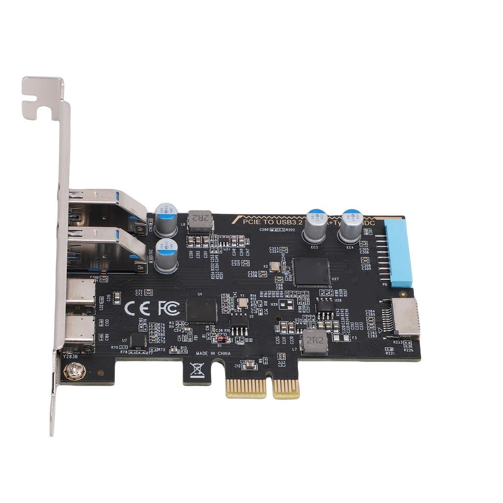 5Gbps PCIE USB Expansion Card with 2 Type C 2 USB 3.0 Type E 19Pin IDC Port PCIE Front Panel Adapter for Desktop PC