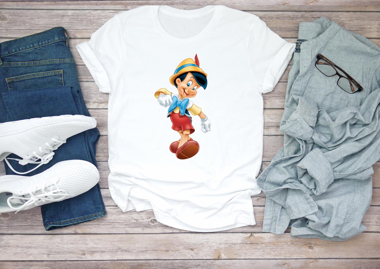 Famous Pinocchio Figure Short Sleeve White Black Men T-shirt H031 S