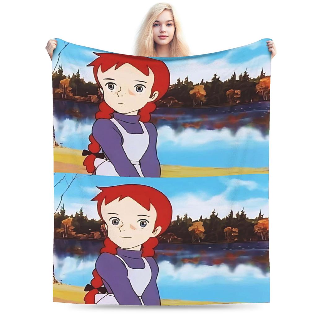 Soft BlanketKids Camping Cartoon manga A-Anne of Green Gables Throw Blanket Flannel Bedspread For Outdoor Print Sofa Bed Cover