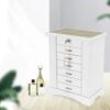 7 Layer Jewelry Organizer Box with Key Lock, White Retro Rectangular Jewelry Storage Case, Free-Standing Multi-Tier Jewelry Box