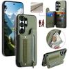 Magnetic Zipper Elastic Wrist Strap Cards Solt Wallet Leather Case For Samsung S25 Ultra S24 Plus S23 A17 A07 kickstand Cover