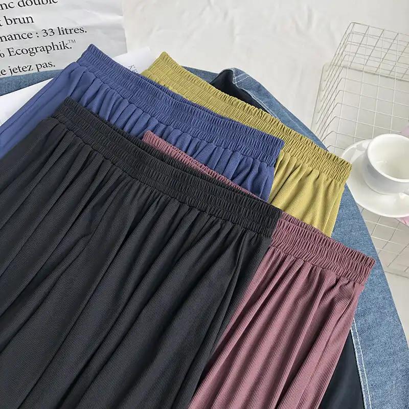 Pantaloni Estivi da Donna Larghi Taglie Forti Coulisse Gamba Dritta Casual Tinta Unita Comodi Pantaloni Harem