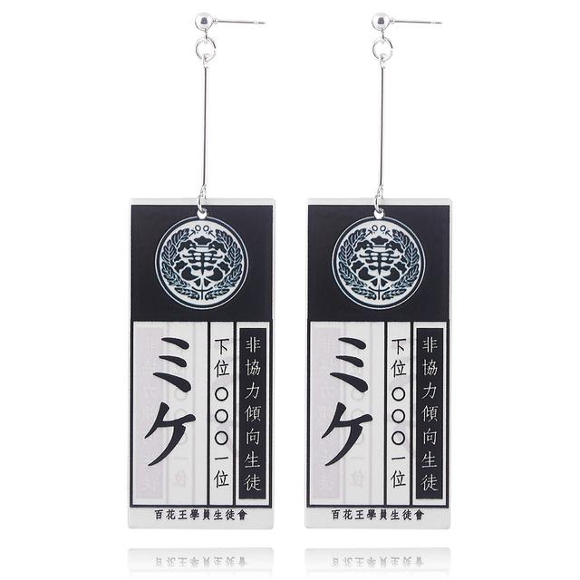 Anime Kakegurui Jabami Yumeko Kimlik Kartı Sallantılı Küpeler Kadınlar İçin Moda Aksesuarları Hediye Mujer Moda