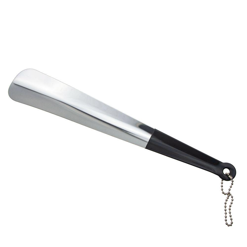 30cm Stainless Steel Shoehorn for Elderly and Pregnant Women - Hands-Free, Plastic-Coated Long Handle, No Bending Required.