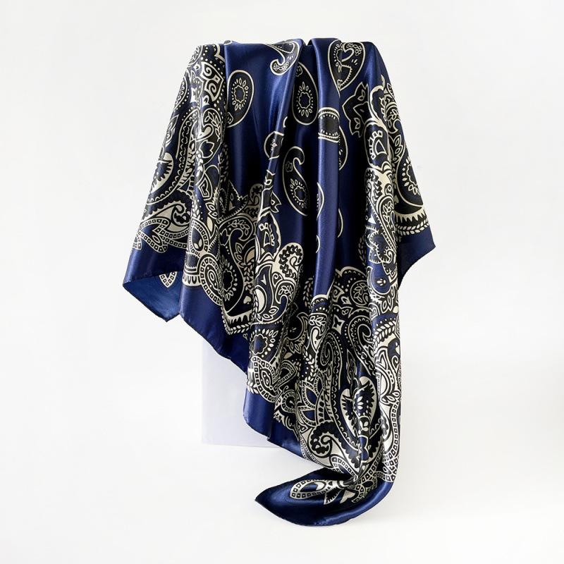 Cashew Flower Silk Scarf, 90cm Headscarf, Classic Printed Silk Scarf, Women’s Satin Square Scarf, Shawl