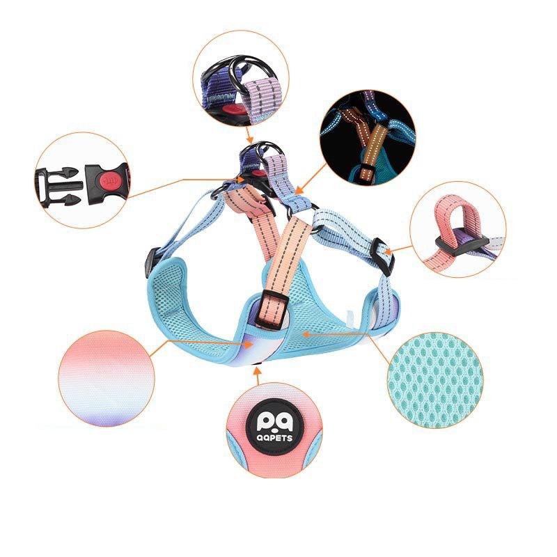 Pet Chest Harness Gradient Dog Leash Vest-style Dog Walking Rope Small and Medium-Sized Dog Harness