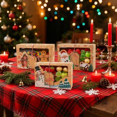 Christmas Cookie Boxes Empty Candy Packaging Case Christmas Containers For Treats For Party Favor Birthday Winter Festival