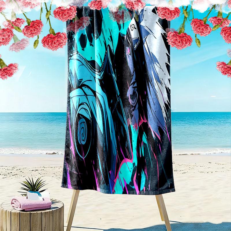 Naruto Kakashi Print Beach Towel, Large Soft Quick Dry Towel for Beach Camping Swimming