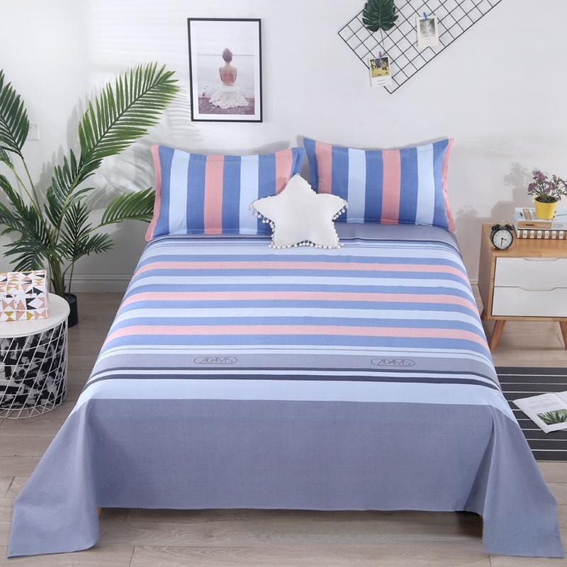 Flat Sheets Household Four Seasons Plaid Comfortable Soft Antibacterial Bedspread Cover Bedding Queen Size Bed Sheet Breathable