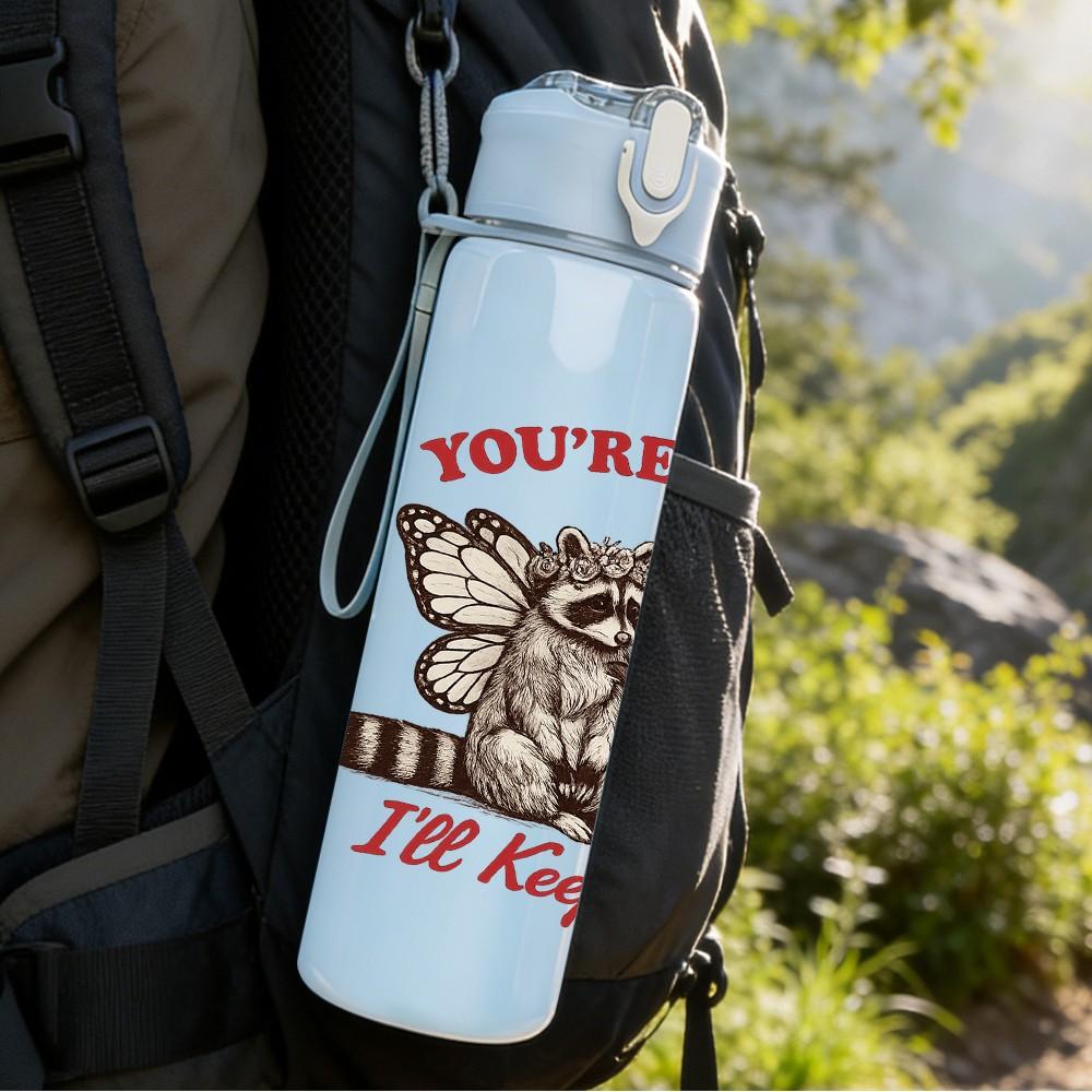 1PC You Are Weird I Like You Monster Print 750ml Color Plastic Sports Water Bottle Leakproof Flip Straw Lid Suitable for Sports Office Home Use