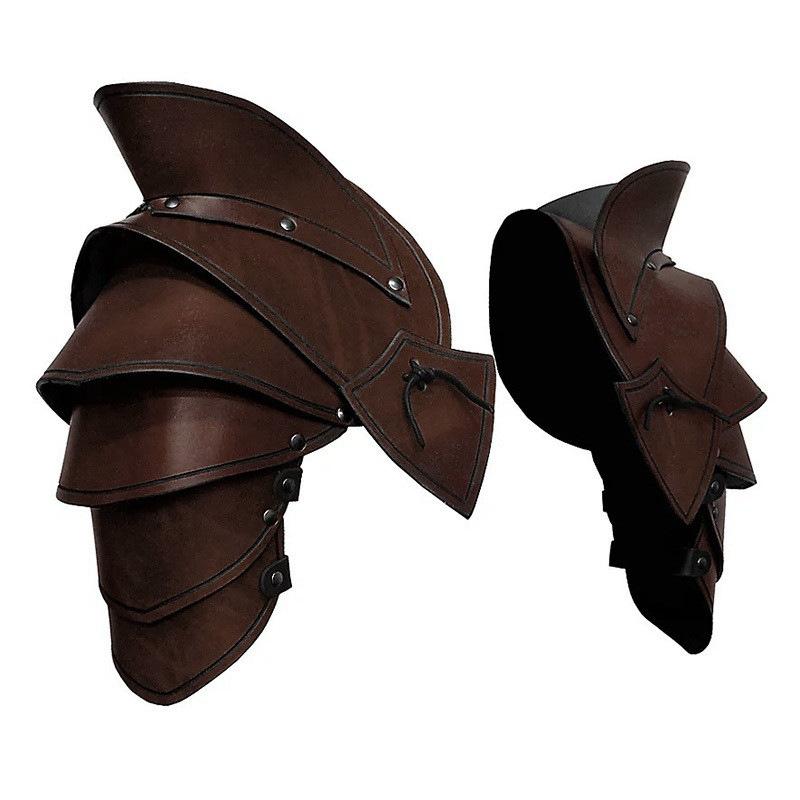 Medieval Knight Double Shoulder Armor PU Leather Pauldrons Spaulder Elf Archer Cosplay Costume Halloween Party Club Props Larp